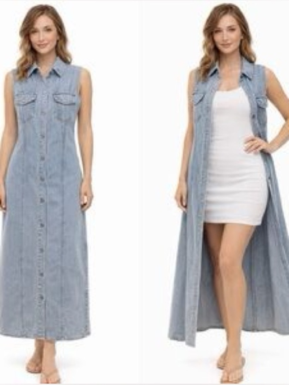 FASHION NOVA TALLAHASSEE DENIM MAXI size M - Picture 4 of 7